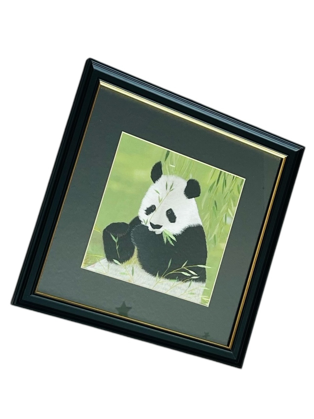 King Silk Art Susho Suzhou 100% Handmadde Panda Embroidery Framed Art